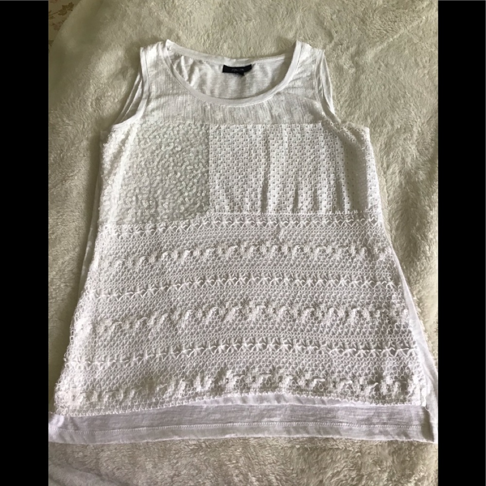 Style & Co tank top white sleeveless with sequins size med